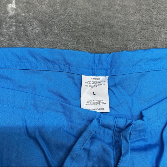 Dickies Scrub Bottoms Pants Women’s Large Easy Care Flare Solid Blue drawstring - Picture 2 of 8